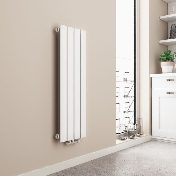 Actual product image Emke Radiator, Flat Radiator with Central Connection, White 90x30cm 403W Single Layer (403 W)