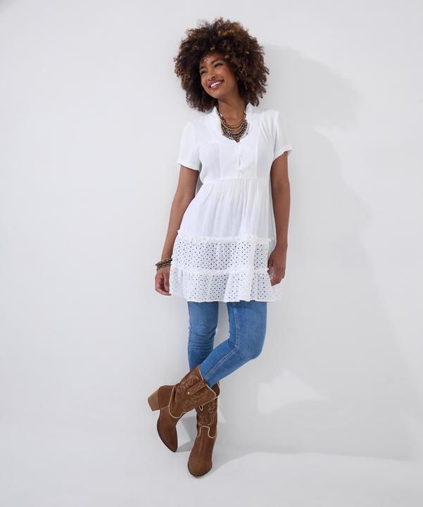 Produktbild Joe Browns Embroidered Bib Broderie Hem Cotton Tunic Dress (12)