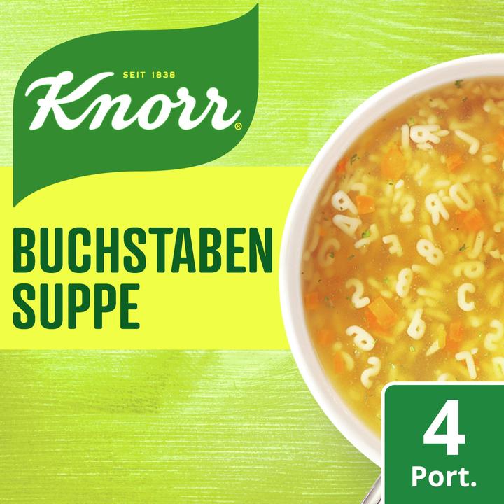 Produktbild Knorr Buchstaben Suppe Beutel, feine Fleischstücke & viel Gemüse, Teller-Spass für die ganze Familie