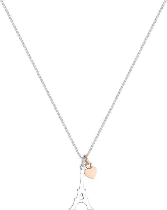 Actual product image Elli Necklace Eiffel Tower Heart Matt 925 Sterling Silver (925 Sterling silver rose gold, No stone, 45 cm)