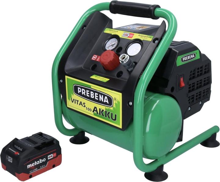 Image du produit Prebena VITAS 100-AKKU Compresseur 18 V 5 l 8 bar CAS Brushless + 1x batterie 5,5 Ah - sans chargeur (8 bar, 5 l)