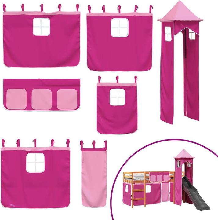 Image du produit VidaXL Lit superposé pour enfant avec tour Rose (90 x 200 cm)