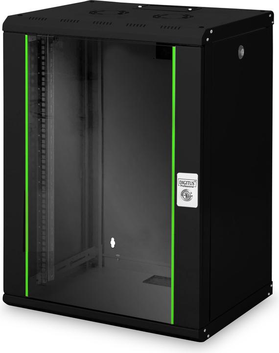 Image du produit Digitus Coffret mural 48,3cm 19 pouces 16U SoHoline RAL9002 noir sans étagère (16 HE, Rack 19 pouces)