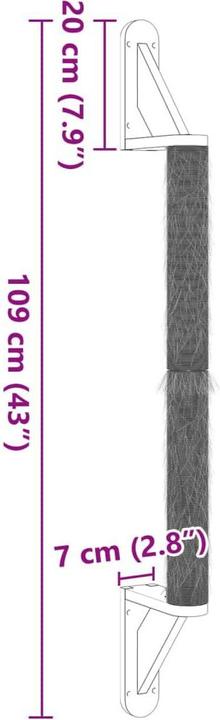 Actual product image VidaXL Wall-mounted scratching post 109 cm sisal (109 cm, Brown)