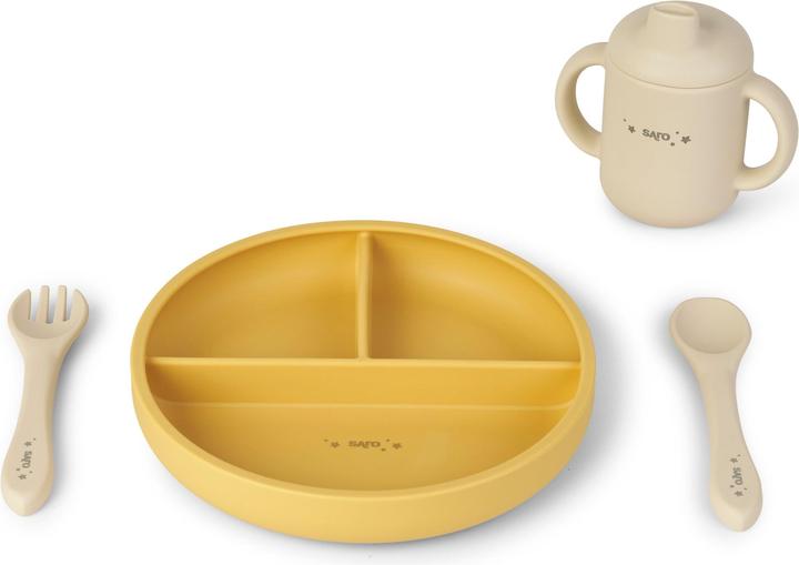 Actual product image Saro Baby Food and Fun Silicone Feeding Set - Mustard (SAO17602)