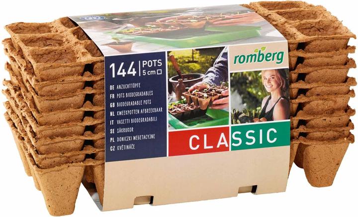 Produktbild Romberg 144 Anzuchttöpfe 5 cm quadr. 8 Strips à 18 Töpfe,Grosspackung