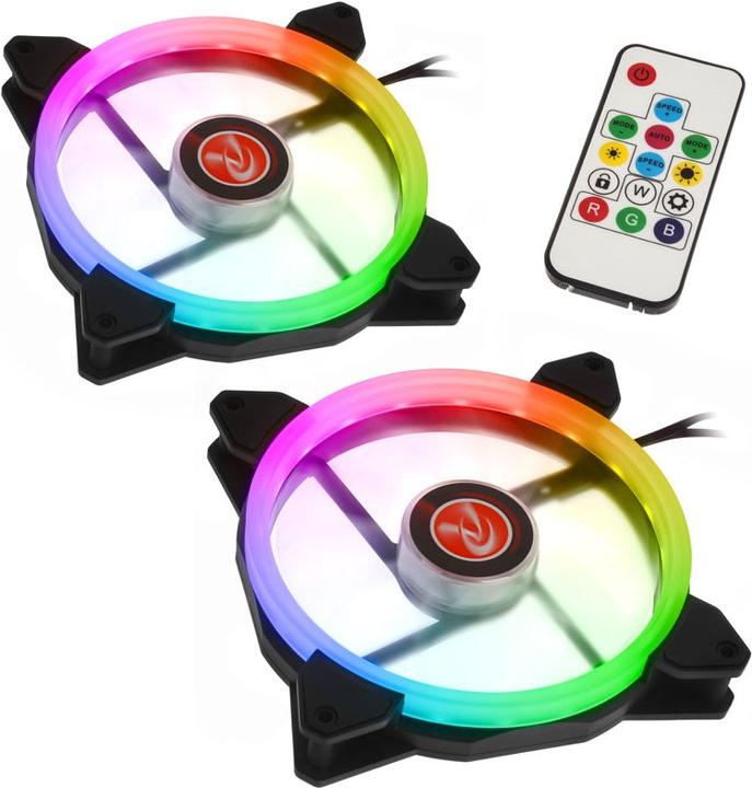 Raijintek IRIS 14 Rainbow RGB LED-Lüfter, 2er Set inkl. Controller (140 mm, 2 x)