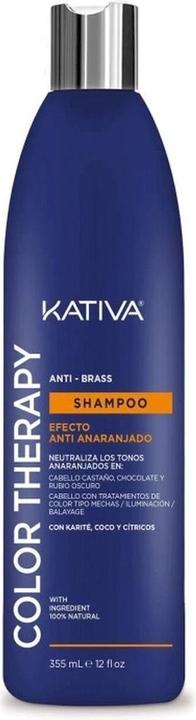 Produktbild Kativa Color Therapy Anti-Brass Blue Mattifying Shampoo Anti-Orange Effect 355ml Shea, Coconut, and (355 ml, Flüssiges Shampoo)