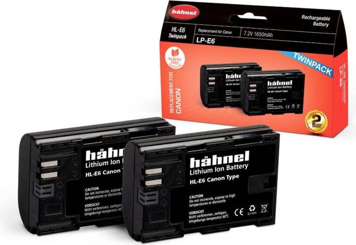 Image du produit Hähnel HL-E6, batterie de 2 appareils photo remplace la batterie d'origine LP-E6 7.2 V 1650 mAh (Batterie)