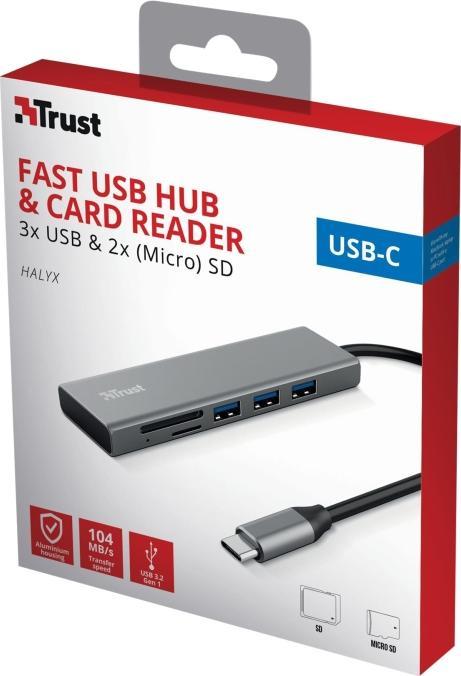 Image du produit Trust Hub Halyx 3 x USB 3.2 Gen 1 (USB-C, 3 Ports)