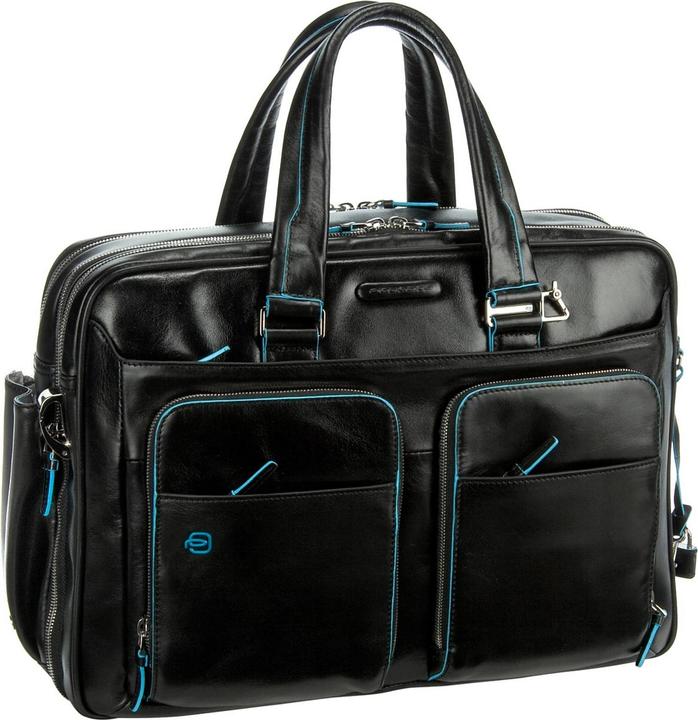 Actual product image Piquadro Blue Square - expandable short handle laptop bag with iPad/iPad®Air compartment