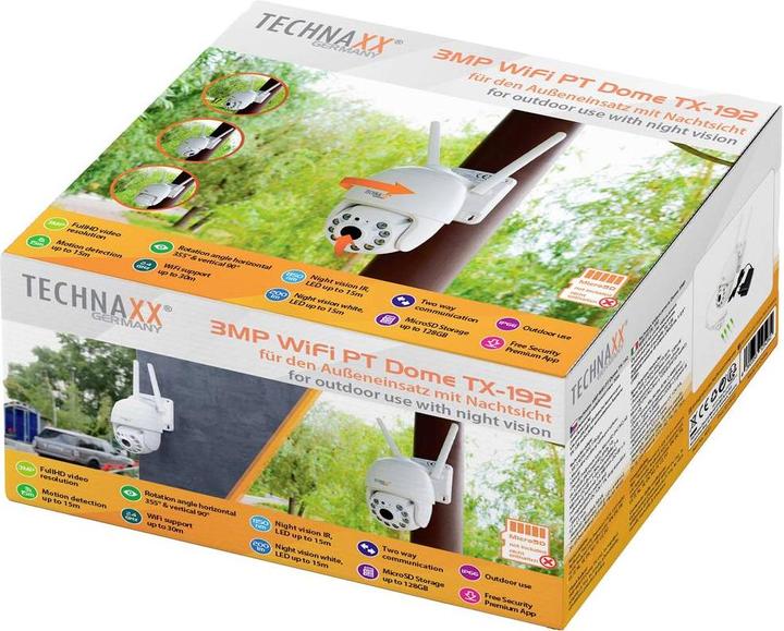 Image du produit Technaxx 3MP WIFI PT DOME CAMERA TX-192 (2304 x 1296 Pixels)
