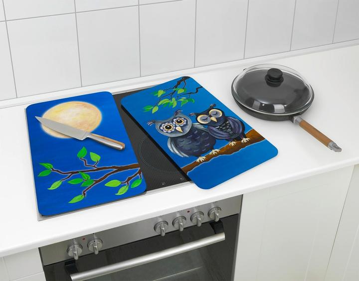 Image du produit Wenko Plaque de recouvrement en verre Universal mod. Hibou, lot de 2 pour tous les types de cuisinières