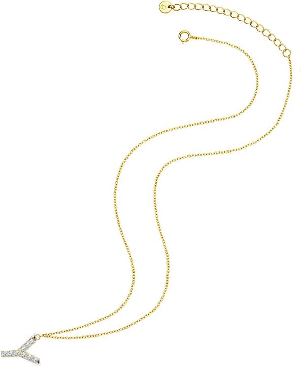 Immagine prodotto Glanzstücke München Catena da donna con lettera Y in argento sterling e zirconi in oro giallo 45,0 cm di base + 5,0 cm (Argento, 40 - 45 cm)