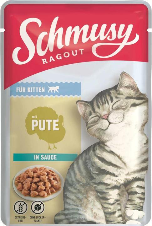 Actual product image Schmusy Wet food Ragout Kitten Turkey Sauce, 22 x 100 g (Puppy + kitten, 22 pcs., 2470 g)