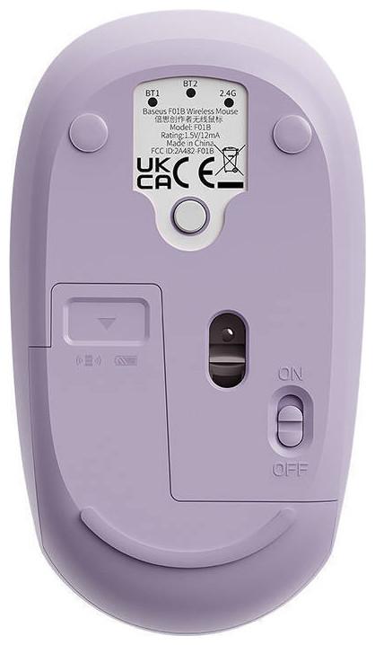 Produktbild Baseus Drahtlose Maus F01B Tri-Mode 2,4 G BT 5,0 1600 DPI (lila) (Kabellos)