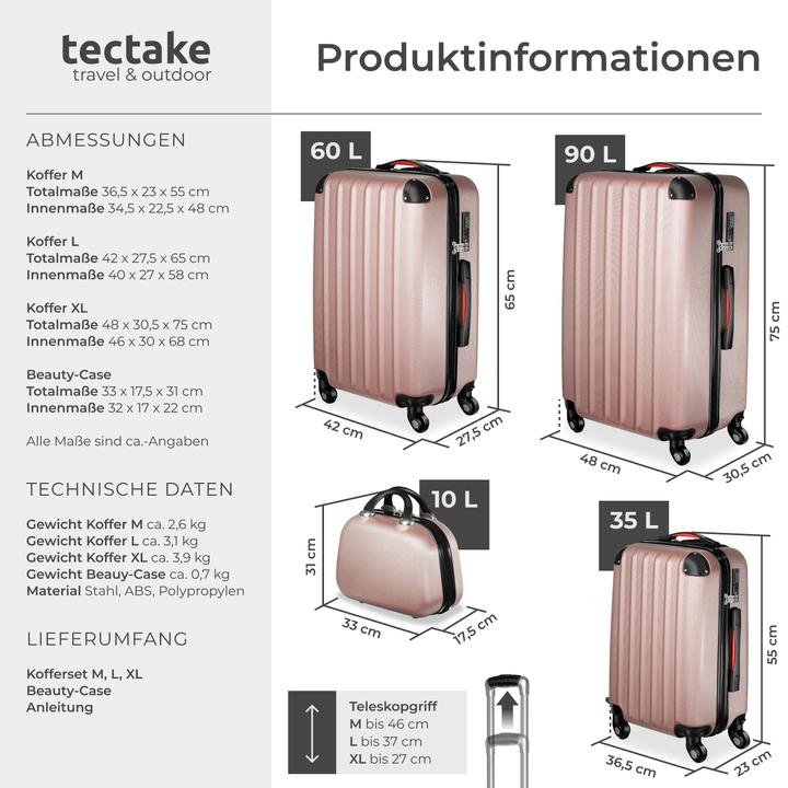 Produktbild tectake Hartschalenkoffer (90 l, M (50 - 90l))