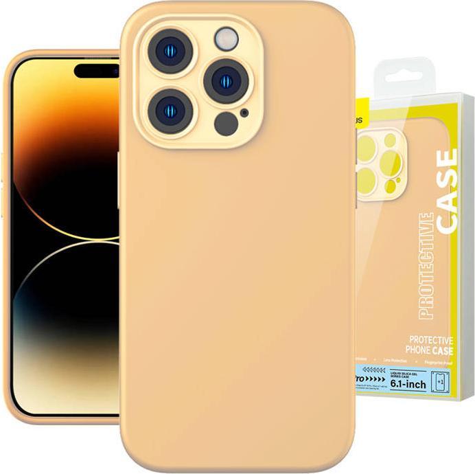 Baseus Liquid Silica Gel Case for iPhone 14 Pro (Sunglow)+ tempered glass + cleaning kit (Apple iPhone 14 Pro)