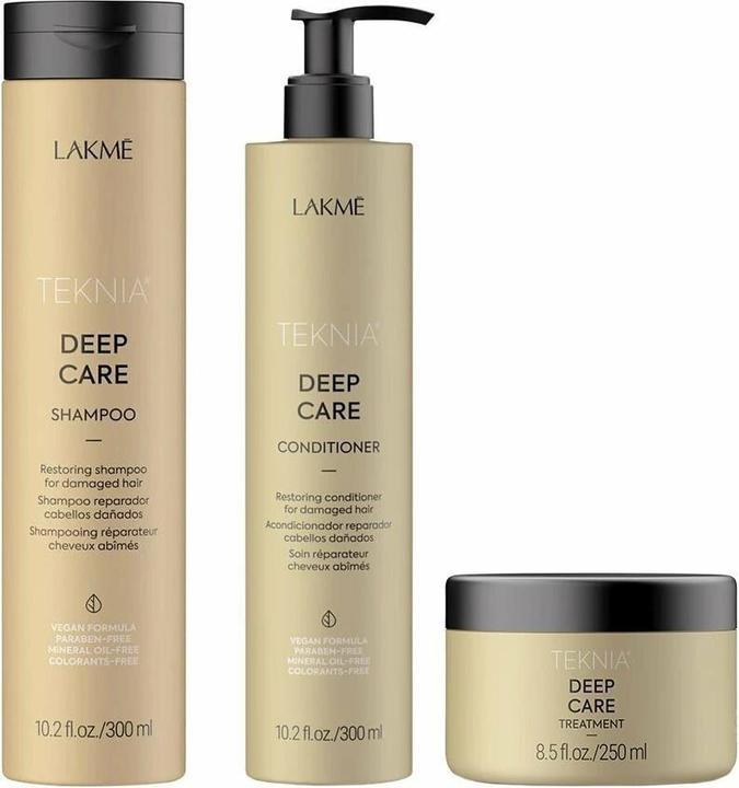 Lakmé Lakme Tkn Retail Pack Tiefenpflege: Shampoo 300ml + Spülung 300ml + Kur 250ml (300 ml, Flüssiges Shampoo)