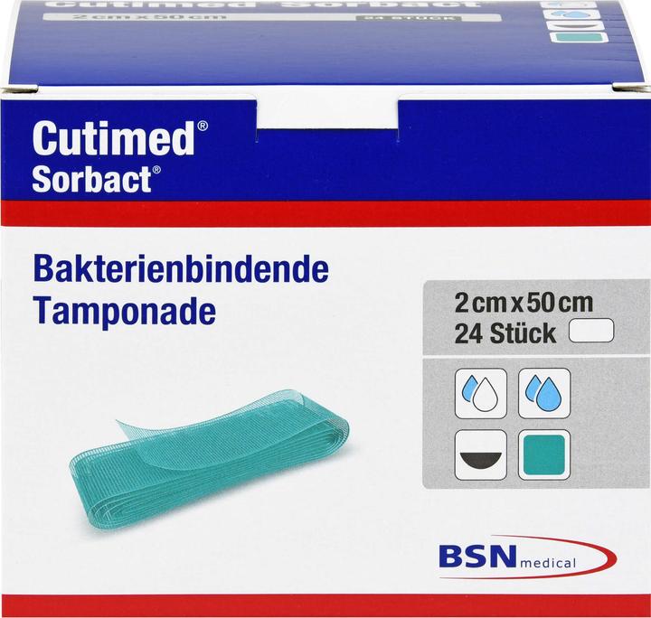 Produktbild BSN Cutimed Sorbact Tamponaden 2x50cm, 24 St TPO