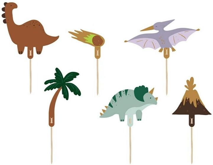 Image du produit Partydeco Topper de gâteau Dinosaure mix, 8-12 cm, 6 pièces