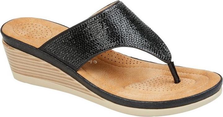 Cipriata Sandalen mit Keilabsatz Sandra Glitzer Strassbesatz