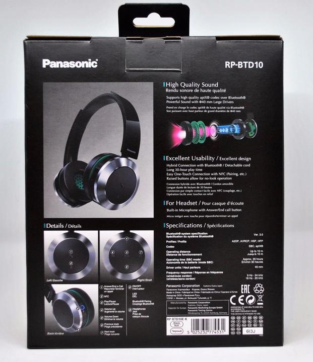 Actual product image Panasonic Rp-Btd10 (30 h, Cable)