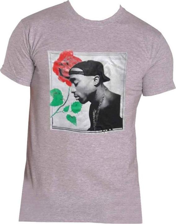 Tupac Shakur Unisex Adult Rose Cotton T-Shirt