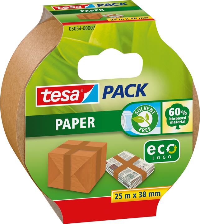 tesa tesapack PAPER ecoLogo Ruban d'emballage - Ruban pour paquets en papier respectueux de (38 mm)