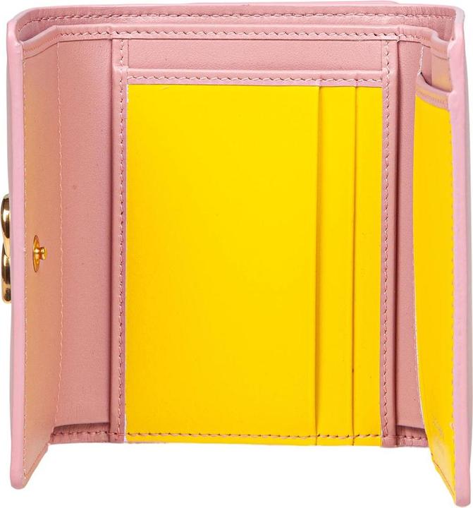 Produktbild Dolce & Gabbana leather wallet with metal dg logo in pink and yellow color