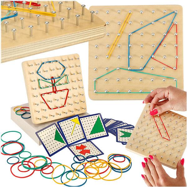 Produktbild Ikonka Geoboard geoplan Holzpuzzle zum Erstellen von Formen mit Gummibändern
