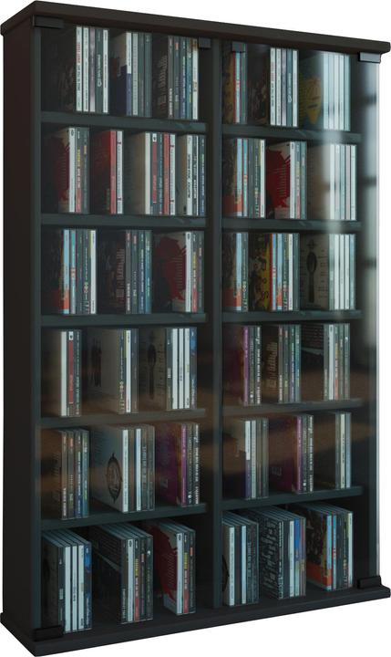 Produktbild VCM Holz CD DVD Stand Regal Roma mit Glastür (60 x 18 x 92 cm)
