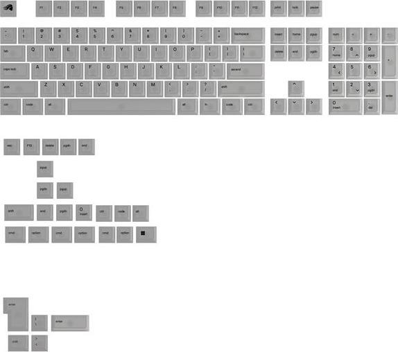 Glorious Polychroma V2 keycaps, ANSI layout (US), polycarbonate, UV print - transparent