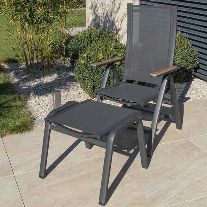 Image du produit Zebra Gamme de mobilier de jardin FLY FLY Fauteuil relax graphite avec accoudoirs en teck