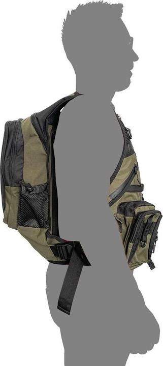 Jenzi Sac à dos de pêche avec gilet - 15 poches, confortable à porter & résistant à l'eau