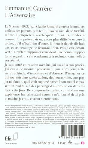 Immagine prodotto L'Adversaire (Francese, Emmanuel Carrère, 2001)