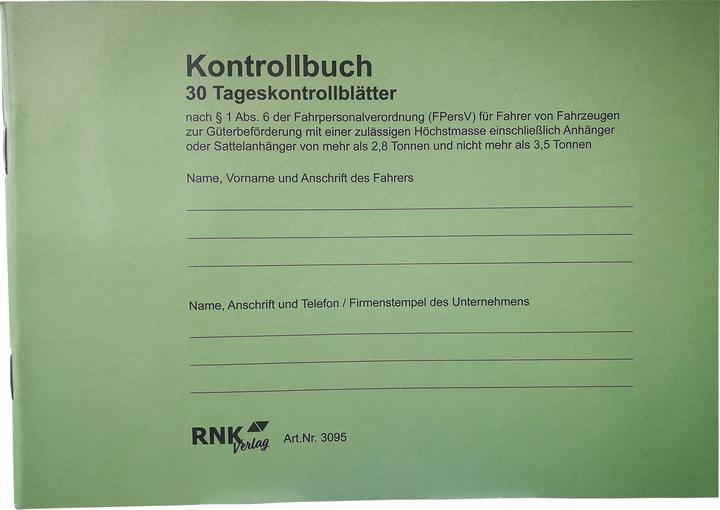 Actual product image Rnk Driver's logbook - control book (according to § 1 formerly § 6 para. 6 FPersV) A 5 landscape, 32 (32 x)