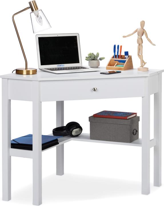 Image du produit Relaxdays Bureau d'angle, blanc (107 x 72 x 76 cm)