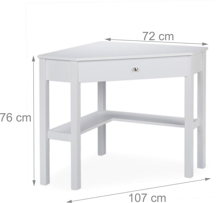 Image du produit Relaxdays Bureau d'angle, blanc (107 x 72 x 76 cm)