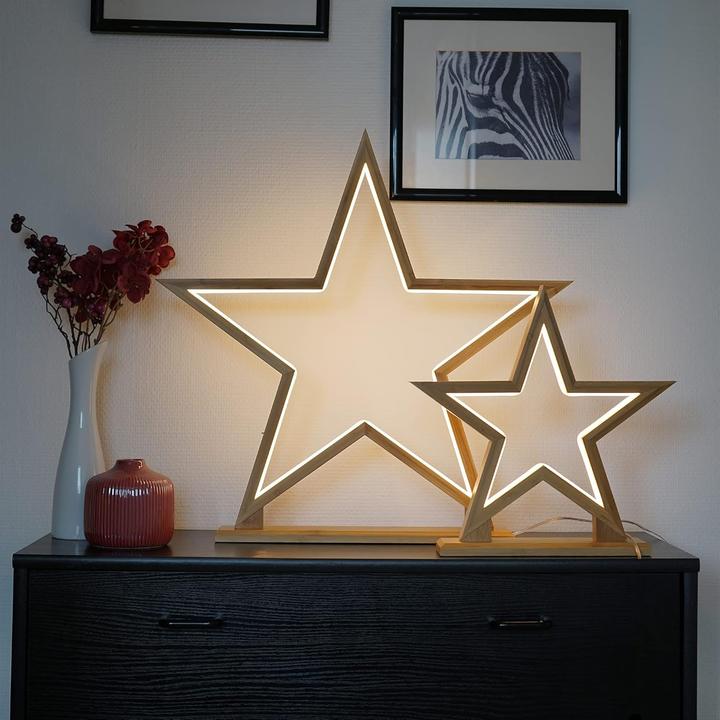 Actual product image Novaliv LED Star Lamp 55cm Natural Wood Table Lamp LED with Power Cable SMD LED Warm White