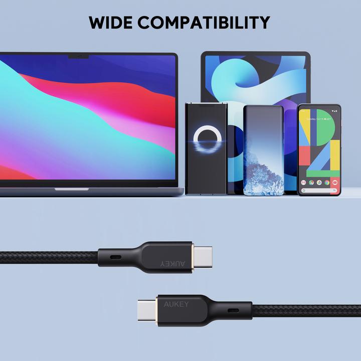 Immagine prodotto Aukey Cavo USB-C, 100W, 1m - Nero (1 m)