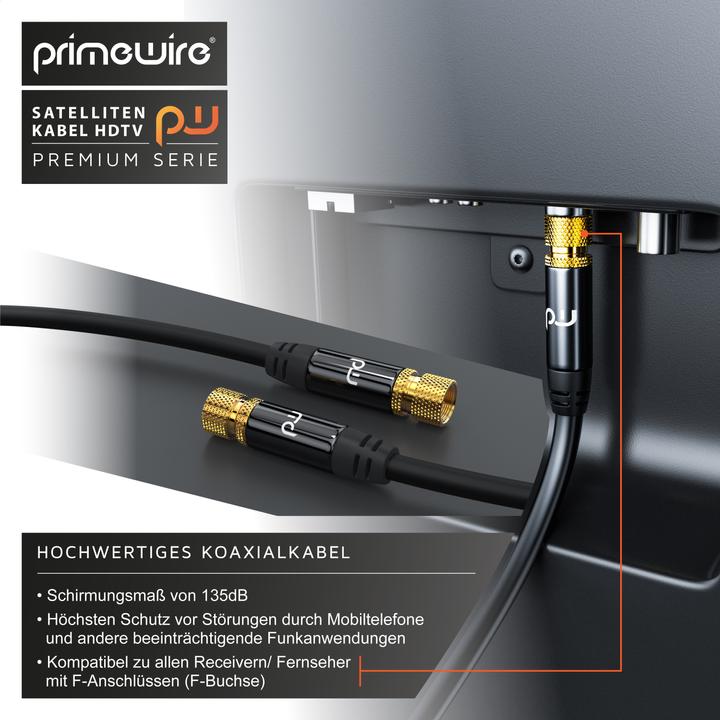 Produktbild Primewire SAT Kabel HDTV - Premium SAT Koaxialkabel - TV HDTV Radio DVB-T DVB-C DVB-S DVB-S2, 4 Fach Schirmung (135 dB, SAT Kabel)