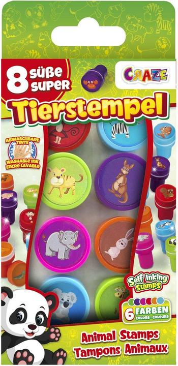 Actual product image Craze Stamp set children - 8 stamps children with animal motifs, animal stamps in 6 colours, children's