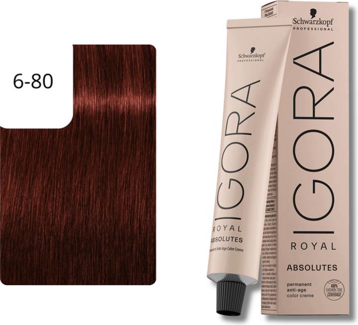 Actual product image Schwarzkopf Professional Igora Royal - 6-80 Dark Blonde Red Nature (Blond, Red)