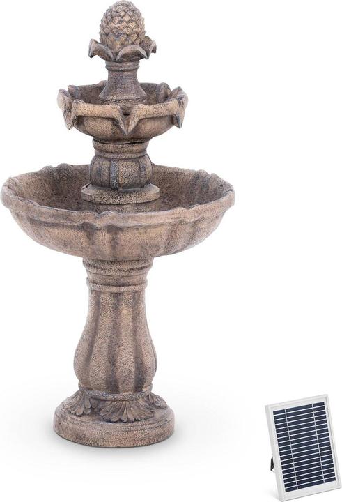 Produktbild Hillvert Solar Gartenbrunnen Solarbrunnen Zierbrunnen Wasserspiel 2 Ebenen & Zapfen LED