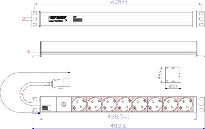 Produktbild Bachmann 19" Steckdosenleiste 8xSchutzkontakt C14-Stecker
