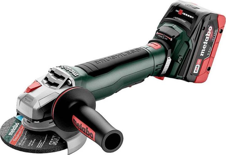 Schutzhaube, Stützflansch, M-Quick-Spannmutter, Zusatzhandgriff, Staubschutzfilter, 2 LiHD Akkupacks (18 V/5,5 Ah)