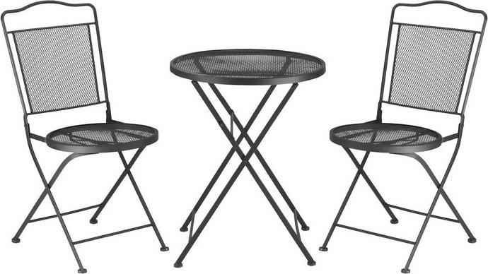 Swisshandel24 Set di mobili da giardino Set di mobili da balcone per 2 persone Set da pranzo 1 tavolo + 2 sedie (55.50 cm)