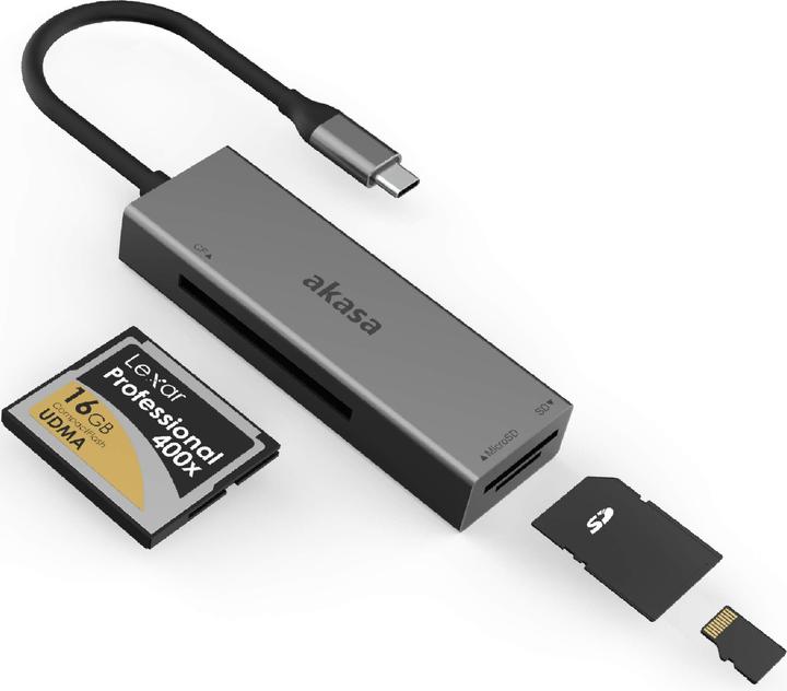 Produktbild Akasa USB 3.2 Gen1 Type-C 3-in-1 Card Reader (USB 2.0)