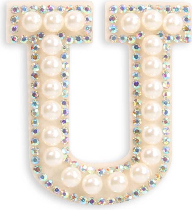 Image du produit PhoneLook Autocollant sticker pour téléphone/tablette/ordinateur brodé en 3D pearls blanc Lettre U